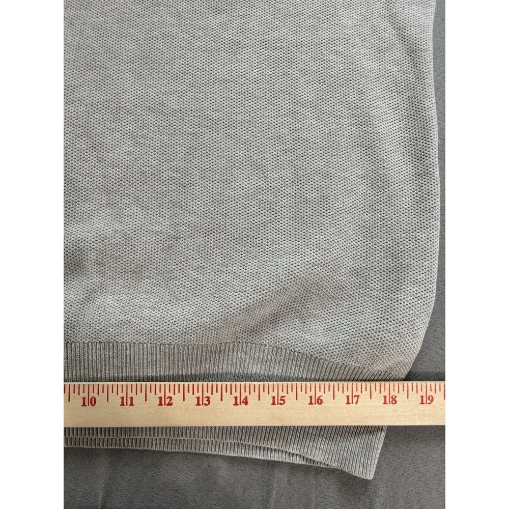 Polo Ralph Lauren Mens Mesh-Knit Cotton 1/4 Zip Sweater Cotton Sz L Logo Gray